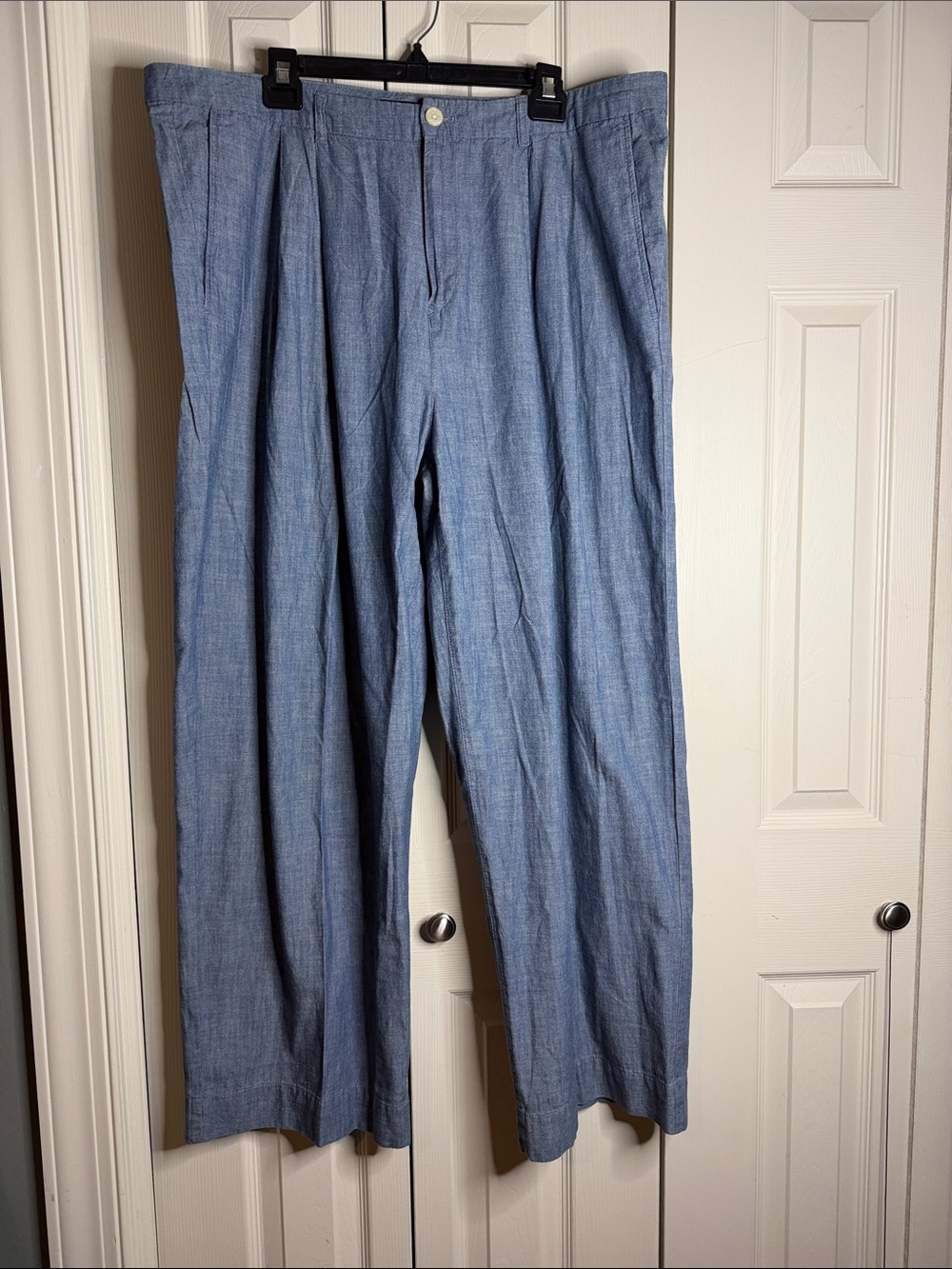 Lauren Ralph Lauren Chambray Pleated Wide-Leg Trousers